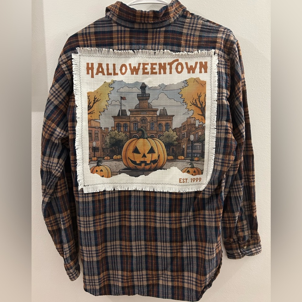Halloweentown Vtg Pendleton 100% Wool Flannel Shirt Men’s Size  XL Patch